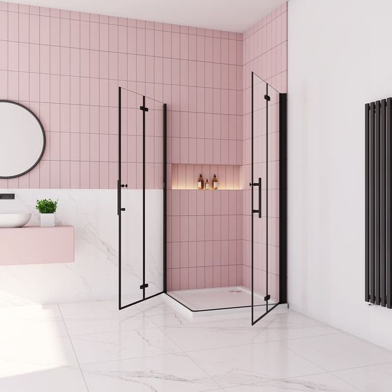 H K - Sprchovací kút MELODY BLACK R876, 80x76 cm so zalamovacími dverami SE-MELODYBLACKR876 2
