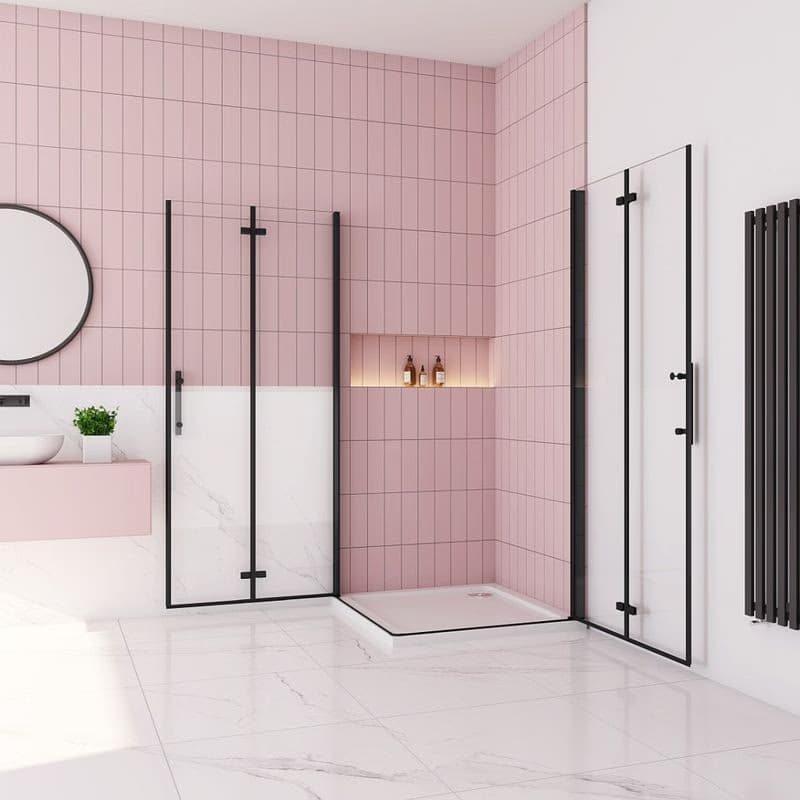 H K - Sprchovací kút MELODY BLACK R876, 80x76 cm so zalamovacími dverami SE-MELODYBLACKR876 3