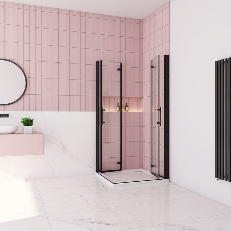H K - Sprchovací kút MELODY BLACK R876, 80x76 cm so zalamovacími dverami SE-MELODYBLACKR876 4