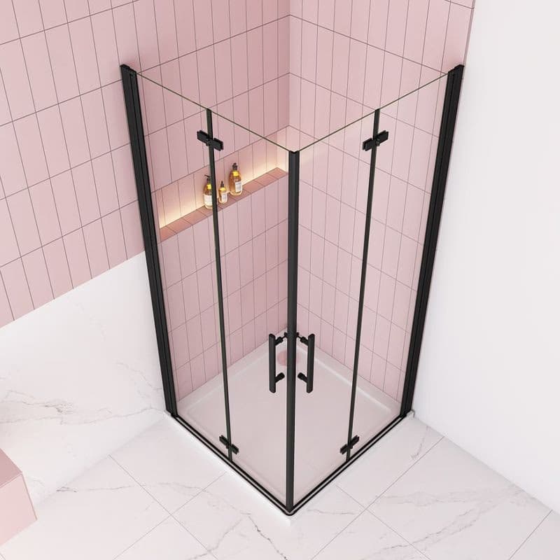 H K - Sprchovací kút MELODY BLACK R876, 80x76 cm so zalamovacími dverami SE-MELODYBLACKR876 5