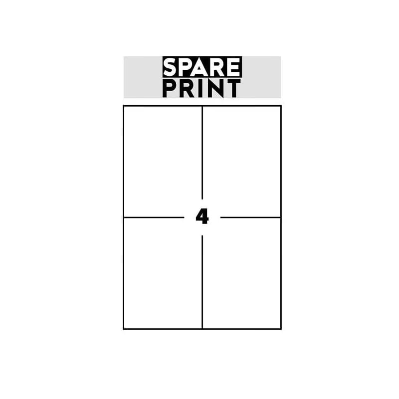 SPARE PRINT PREMIUM Samolepiace etikety biele, 100 hárkov A4 v krabici (1arch/4x etiketa 105x148mm) 2