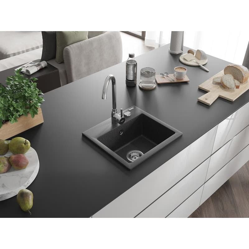 MEXEN MEXEN - Milo granitový drez 1-miska 435x410 mm, čierna škvrnité 6505441000-76 2