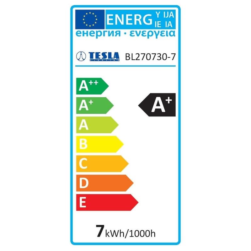 TESLA - LED BL270927-5D, žiarovka BULB E27, 9W, 230V, 806lm, 30 000h, 2700K teplá biela, 200 °, st 2