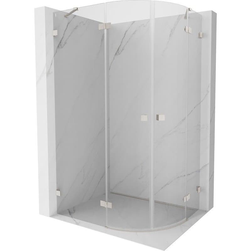 MEXEN/S - Lunar sprchový kút štvrťkruh krídlový ľavá 90 x 80, transparent, nikel kartáčovaný 833-090L-080P-97-00