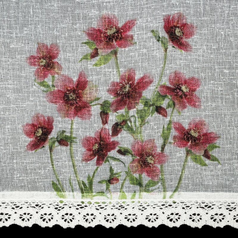 ArtFir Krátka záclona ISA P | biela/červená 150 x 60 cm 3