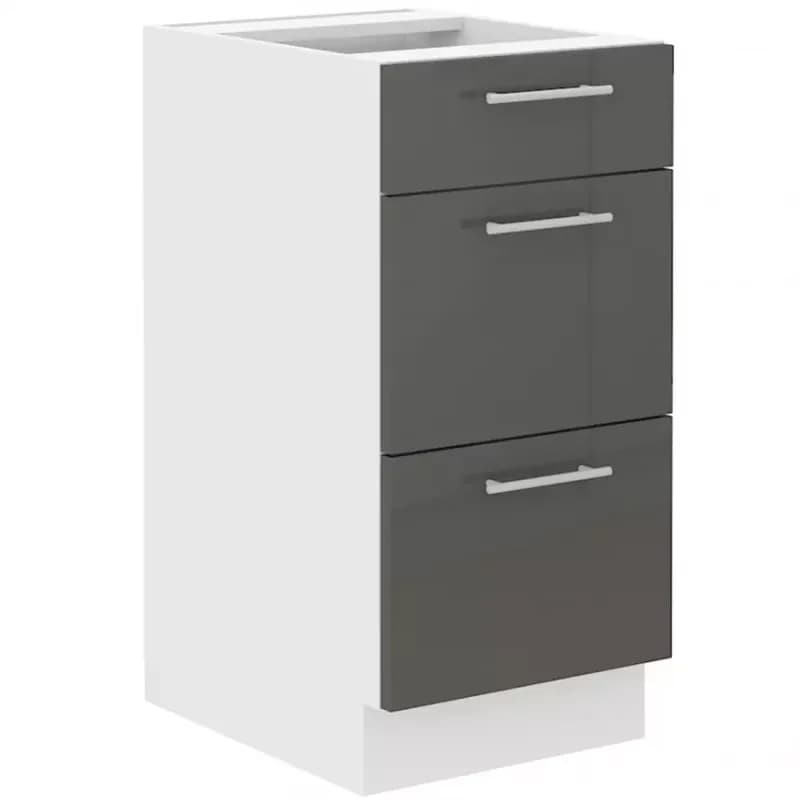 Kuchynská skrinka Lara 40d 3s Bb Mdf Šedá lesk