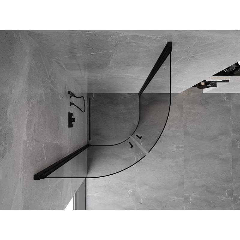 MEXEN - MIST dverná časť štvrťkruhová (2d) 90x90x200 cm 6mm čierna, číra 8A31-090-090-70-00 6