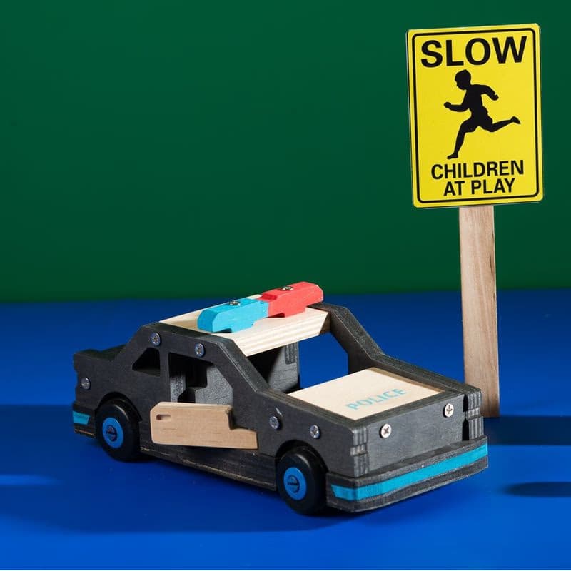 Stanley Jr. OK096-SY Stavebnice, policajné auto, drevo 6