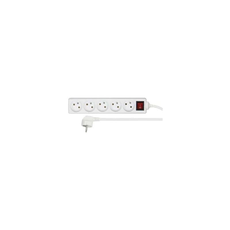 Síťový kabel 230V predlžovací, CEE7 (vidlica) - zásuvka 5x, 10m, VDE approved, biela, s vypínačom, DOPRADE 2