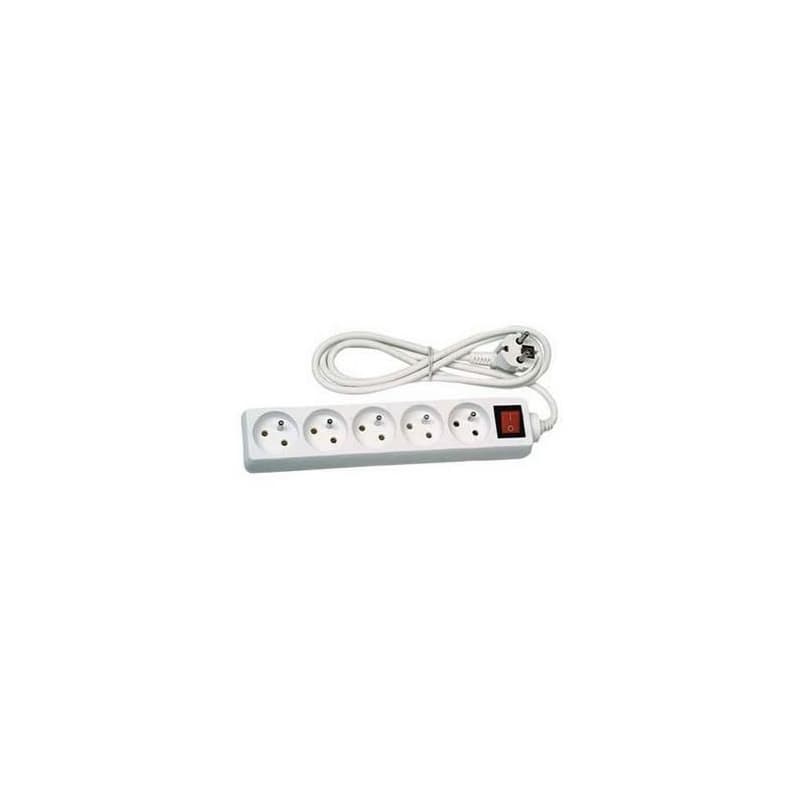 Síťový kabel 230V predlžovací, CEE7 (vidlica) - zásuvka 5x, 10m, VDE approved, biela, s vypínačom, DOPRADE 3