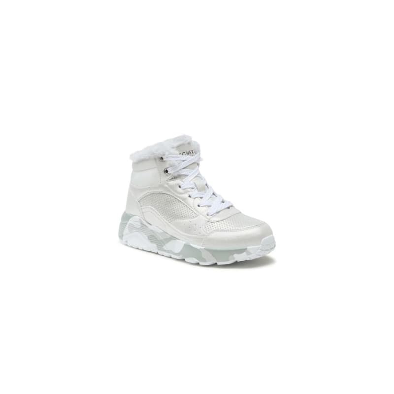 Dievčenské členkové zimné topánky SKECHERS Uno Lite Camo Dazzle silver grey