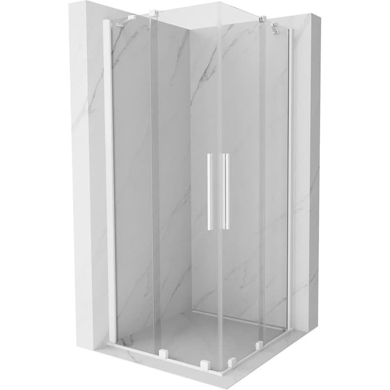 MEXEN/S - Velar Duo štvorcový sprchovací kút 80 x 80, transparent, biela 871-080-080-02-20