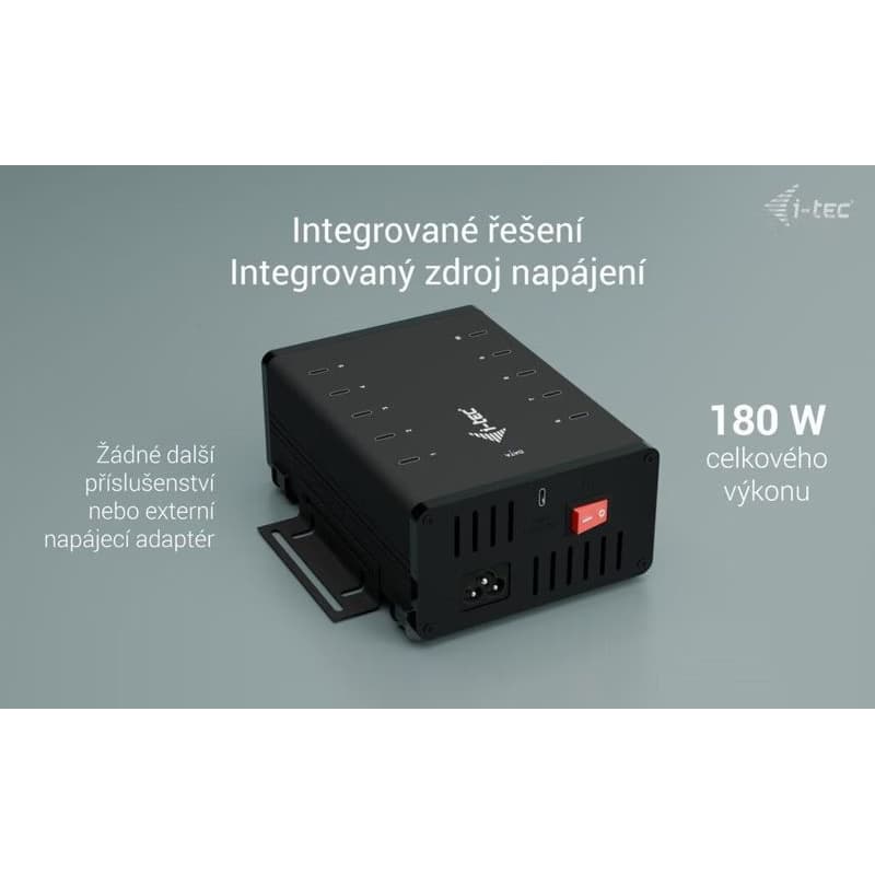 I-tec USB-C/USB-A Metal Charging + Data HUB, 15W per port, 10x USB-C, 180W 6
