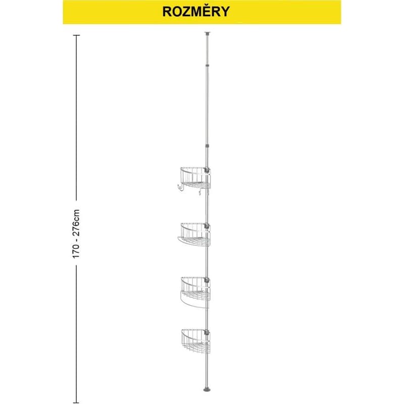 Eisl - Teleskopická rohová sprchová polička, nerez/chróm BA0920 BA0920 3