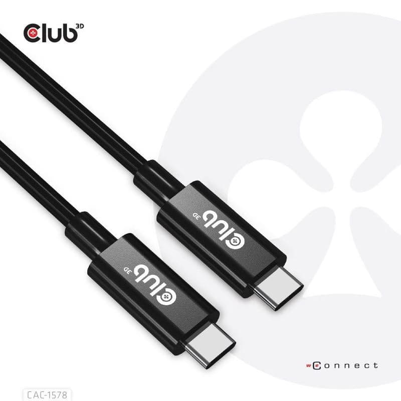 Club3D Kábel USB4 Gen3x2 Type-C Obojstranný kábel 8K60Hz, Data 40 Gbps, PD 240W(48V/5A) EPR M/M 2m 4