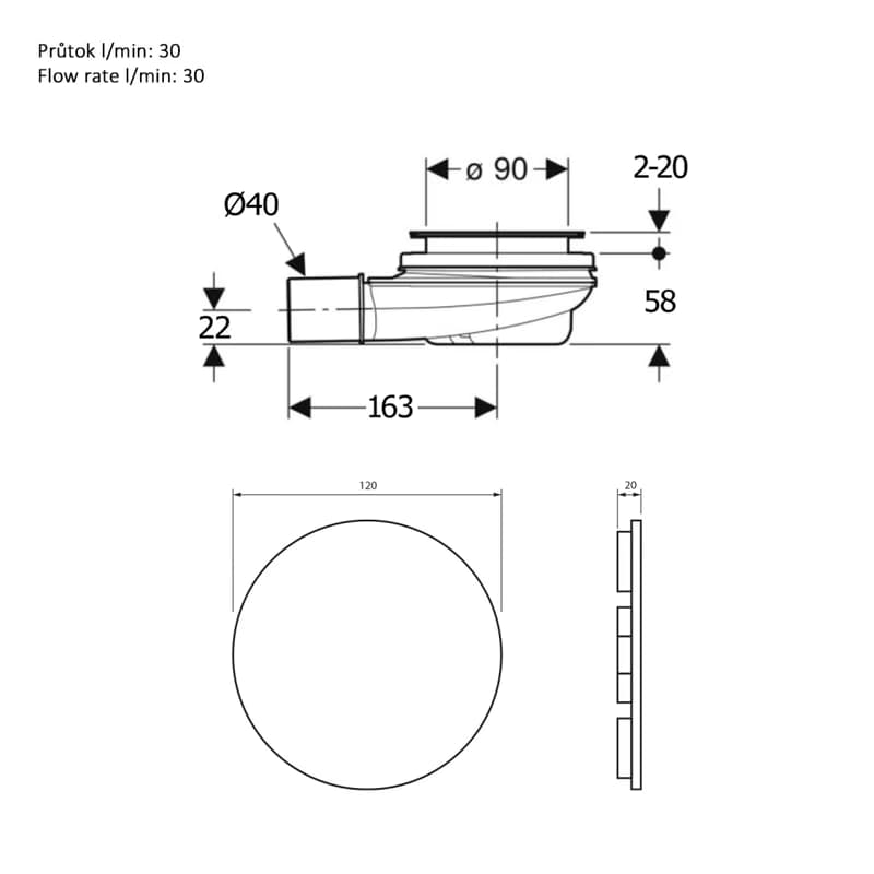 Polysan Mirai Vaničkový sifón 90 mm, DN40, kryt nerezový 72730 2