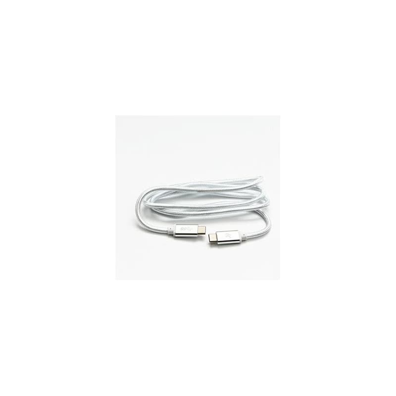Logo USB kábel (3.2 gen 1), USB C samec - USB C samec, 1m, 5 Gb/s, 5V/3A, biely, box, nylonové opletenie, hliníkový kryt konektora, 2