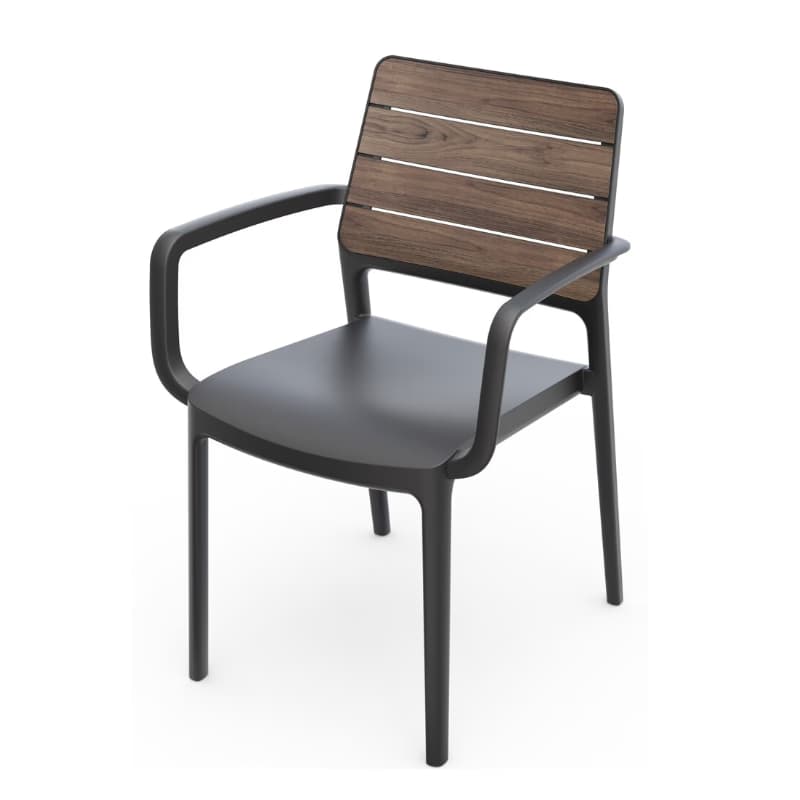KETER Záhradné kreslo DEPORTO s podrúčkami | walnut / grafit 2