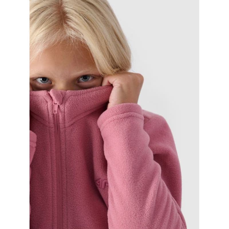 Dievčenská flisová mikina so zipsom 4F JUNIOR FLEECE-JWMM00TFLEF261-56S-LIGHT PINK 2