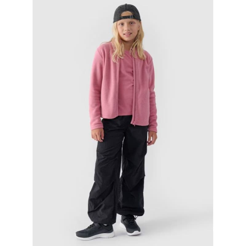 Dievčenská flisová mikina so zipsom 4F JUNIOR FLEECE-JWMM00TFLEF261-56S-LIGHT PINK 4