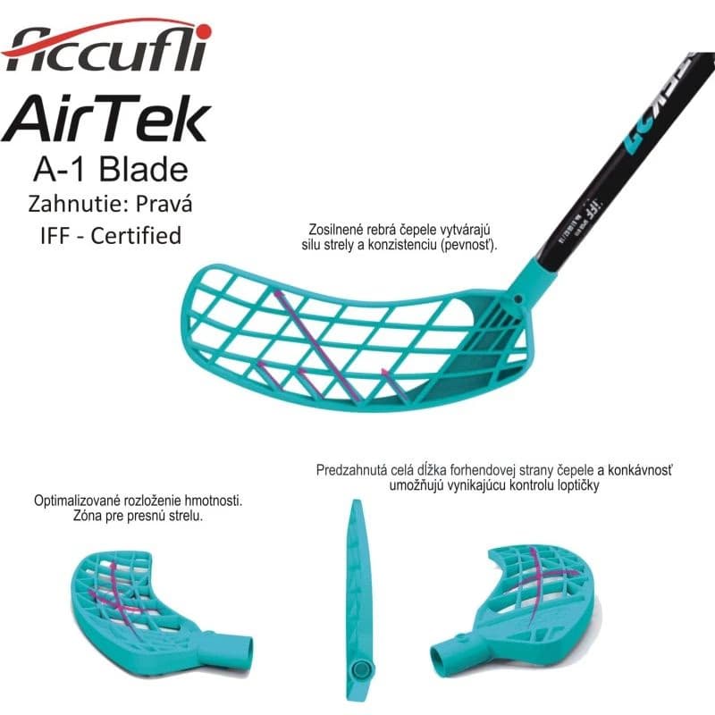 Florbalová hokejka ACCUFLI AirTek IFF A27-100 Teal R 4