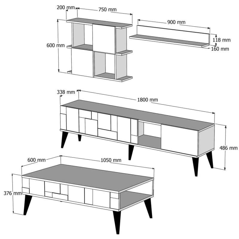 Living Room Furniture Set Madrid - Black 3