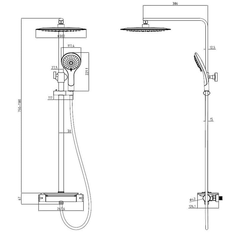 Eisl Eisl - Sprchový set vrátane termostatické batérie GRANDE VITA BLACK DX1103CST 4