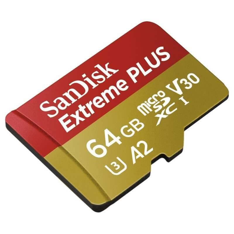 SanDisk micro SDXC karta 64 GB Extreme PLUS (200 MB/s Class 10, UHS-I U3 V30) + adaptér 4