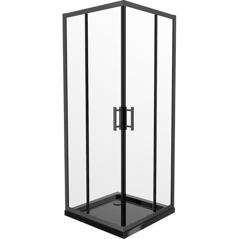 MEXEN/S - Rio sprchovací kút 80 x 80, transparent, čierna + vanička vrátane sifónu 860-080-080-70-00-4070B