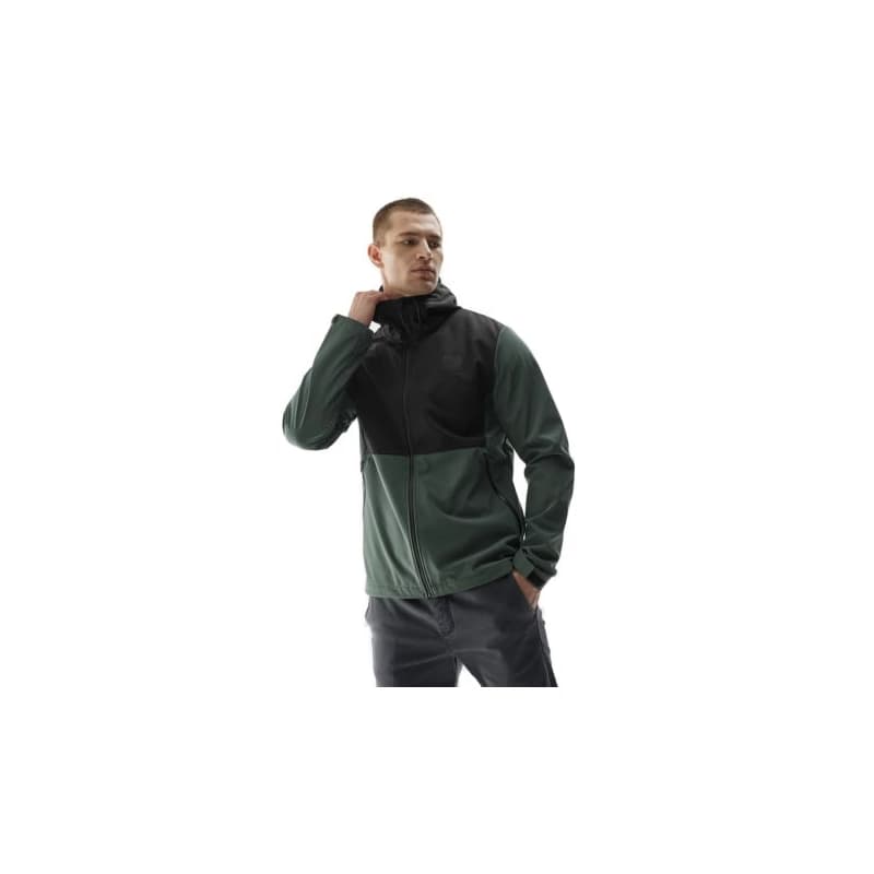 Pánska turistická softshellová bunda 4F SOFTSHELL JACKET-AW23TSOFM155-40S-DARK GREEN