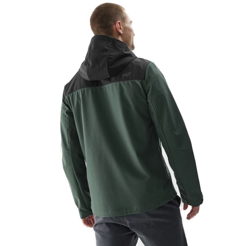Pánska turistická softshellová bunda 4F SOFTSHELL JACKET-AW23TSOFM155-40S-DARK GREEN 2