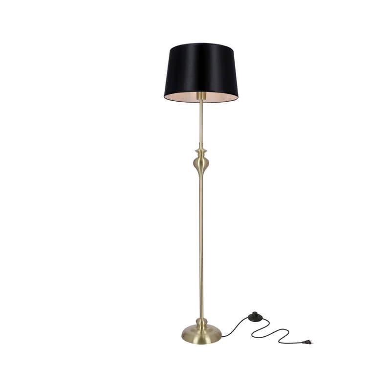 Stojacia lampa Prima gold, saténovo zlatá, E27, čierna 2