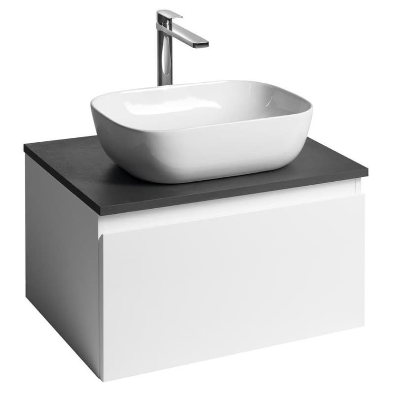 AQUALINE - ALTAIR skrinka s doskou 62,5 cm, biela/antracit bridlica AI267-03