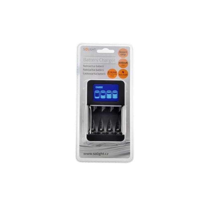Solight nabíjačka s LCD displejom, AC 230V, 450mA, 4 kanály, AA/AAA, riadená mikroprocesorom 2