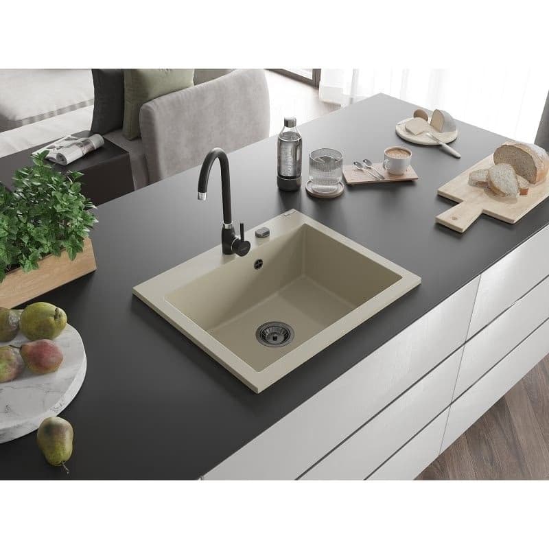 MEXEN/S MEXEN/S - Elix granitový drez 1-miska 600 x 500 mm, béžový, sifón czarn 6525601005-69-B 5