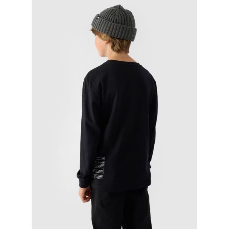 Chlapčenské tričko s dlhým rukávom 4F JUNIOR LONGSLEEVE-JWAW24TLONM294-20S-DEEP BLACK 3