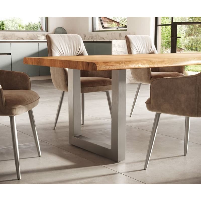 Jedálenský stôl Edge 300x100 XL akácia prírodná nerezová oceľ široký 6