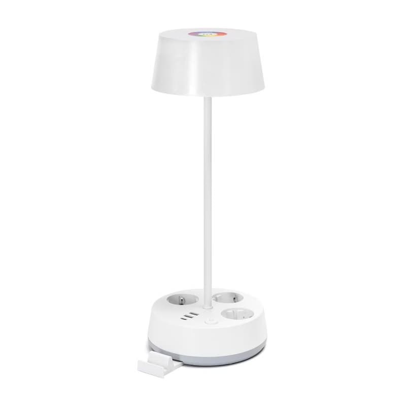 B.V. -LED RGBW Stmievateľná stolová lampa s zásuvkami a USB LED/4,6W/230V biela B1031143J