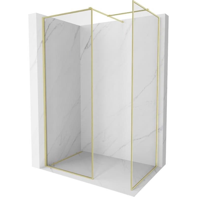 MEXEN/S - Kyoto-F Sprchová zástena WALK-IN s rámom 110 x 90, transparent 8 mm, zlato kefovaná 800-110-202-04-55-090