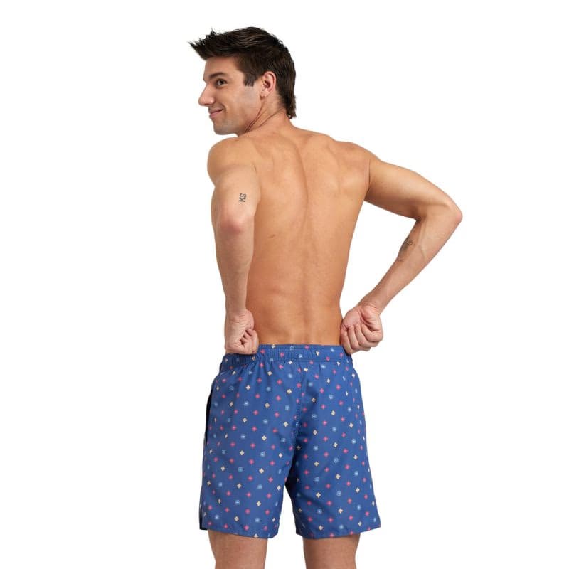 Pánske plavky ARENA MENS BEACH BOXER ALLOVER-540-grey blue microflowers multi 2