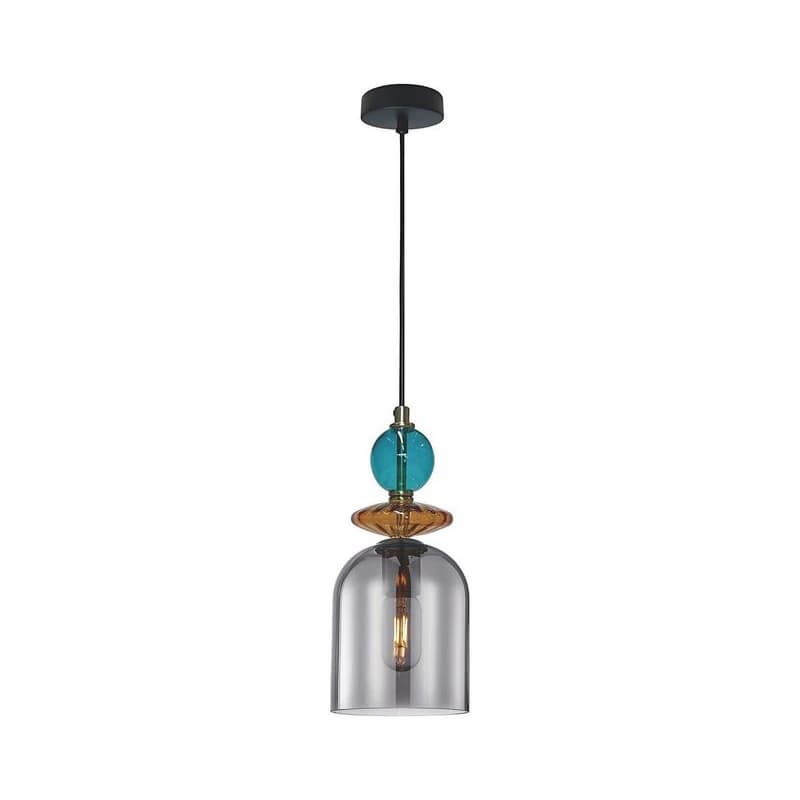 Light Prestige Závesné svietidlo s lankom TROPEA 1xE27/15W/230V čierna/dymová modrá/béžová LP-2004/1P M SM