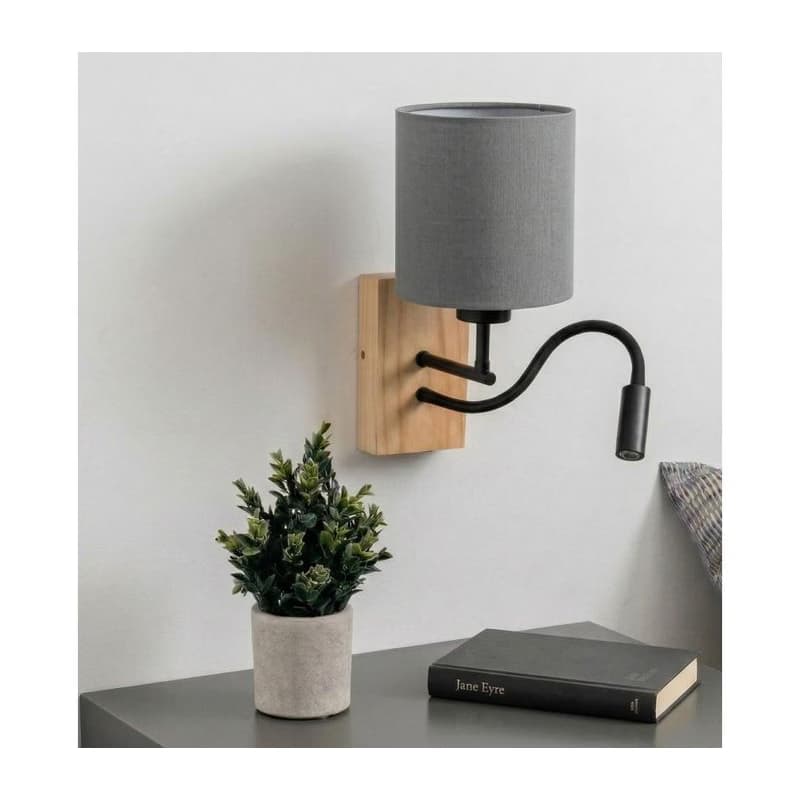 Brilagi - LED nástenná lampa NUBILA WOOD 1xE27/25W/230V + LED/3W dub/čierna/svetlosivá BG1564+BG2454