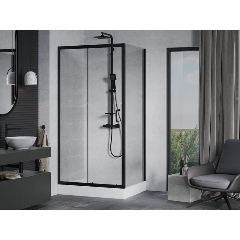 MEXEN/S - Apia Sprchovací kút 120x90, transparent, čierna + vanička Rio 840-120-090-70-00-4510 2