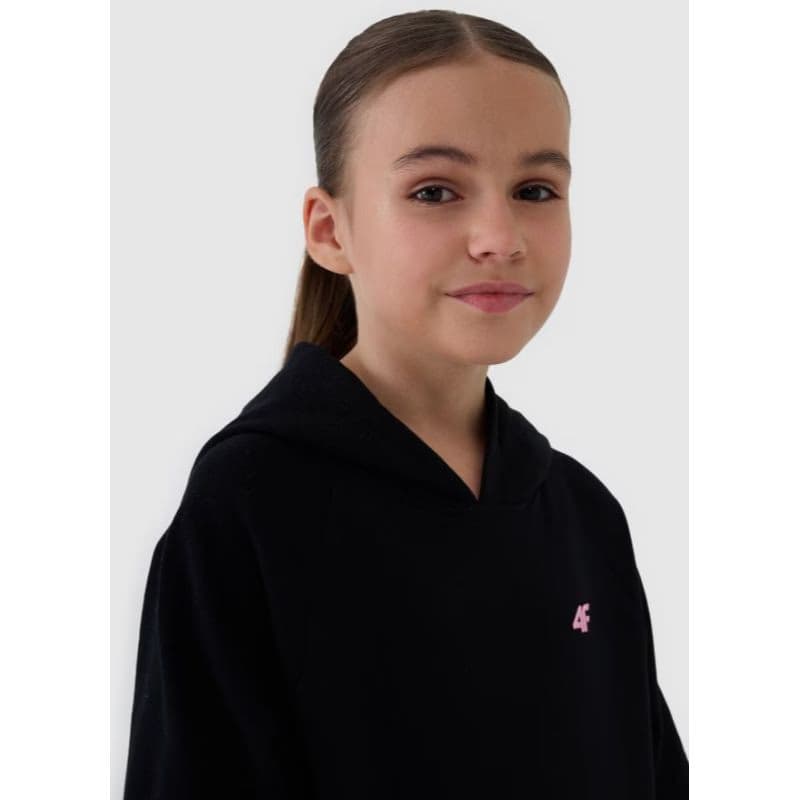Dievčenská mikina s kapucňou 4F JUNIOR SWEATSHIRT F1478-20S-DEEP BLACK 2