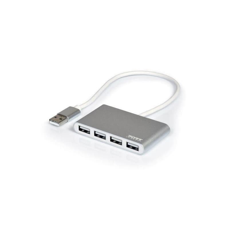 PORT USB HUB, 4x USB 2.0, sivý