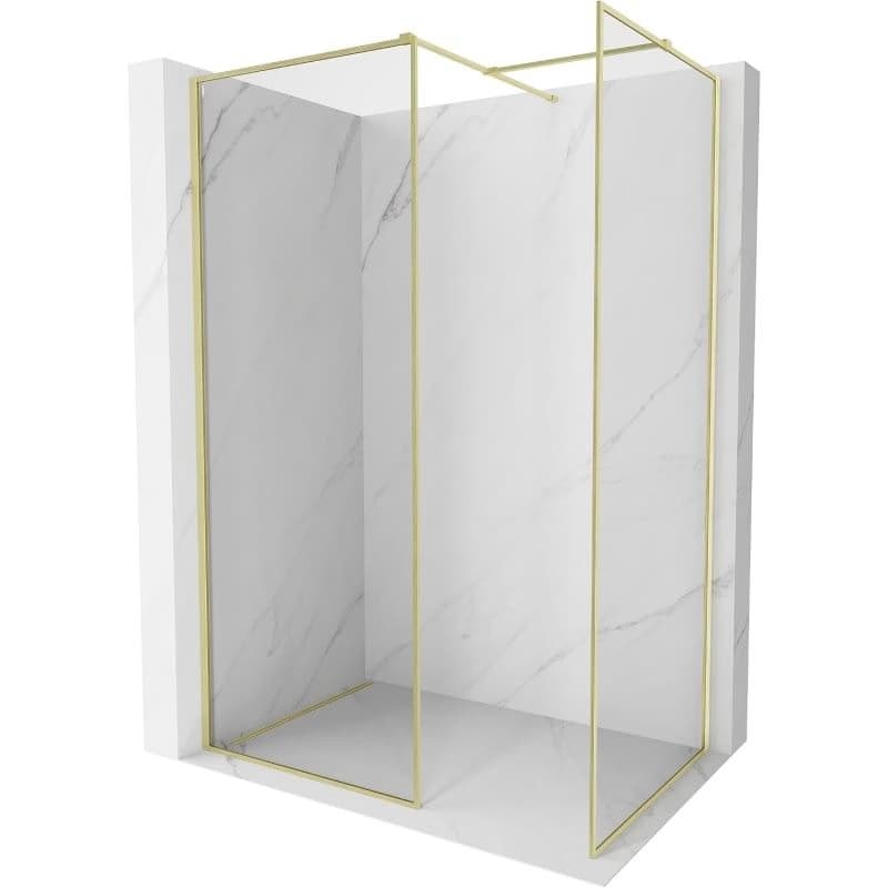 MEXEN/S - Kyoto-F Sprchová zástena WALK-IN s rámom 110 x 75, transparent 8 mm, zlato kefovaná 800-110-202-04-55-075