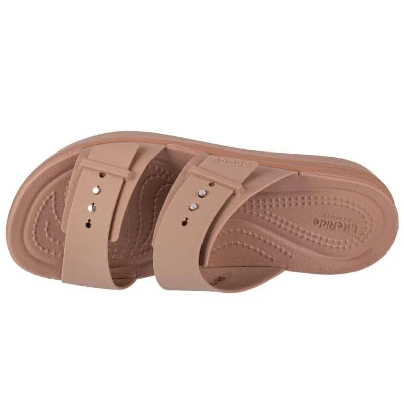 Dámske sandále na platforme (módna obuv) CROCS Brooklyn Buckle Low Wedge W latte 3