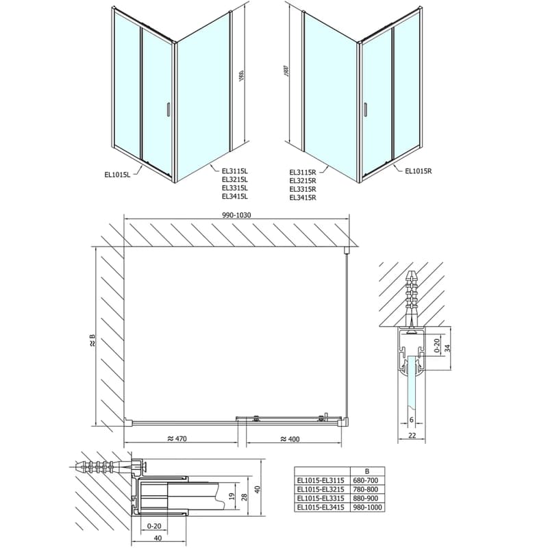 POLYSAN - EASY obdĺžniková sprchová zástena 1000x900 L/P varianta EL1015EL3315 2