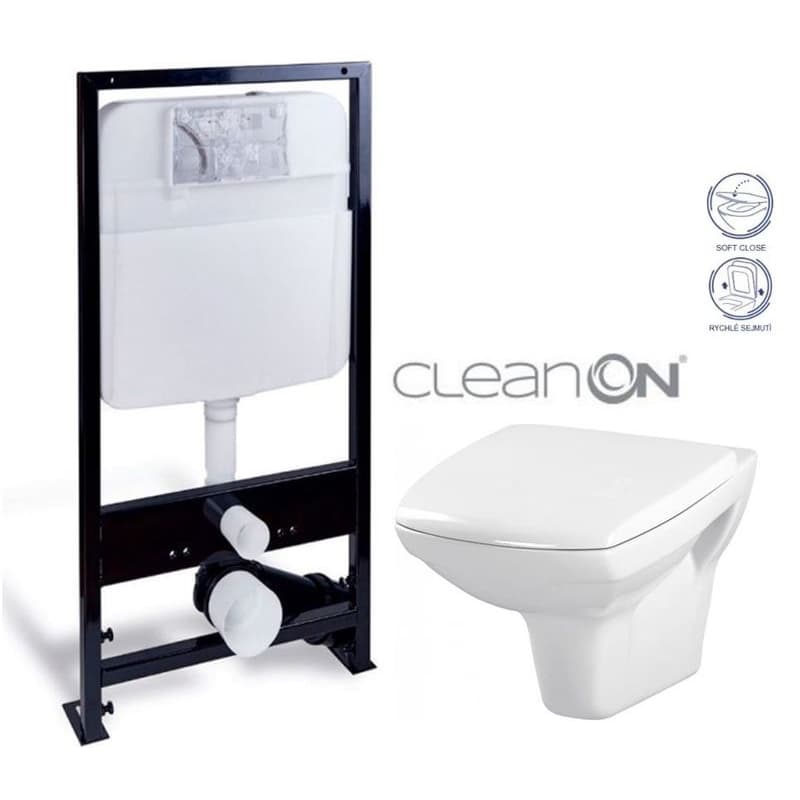 PRIM predstenový inštalačný systém bez tlačidla + WC CERSANIT CLEANON CARINA + SEDADLO PRIM_20/0026 X CA2