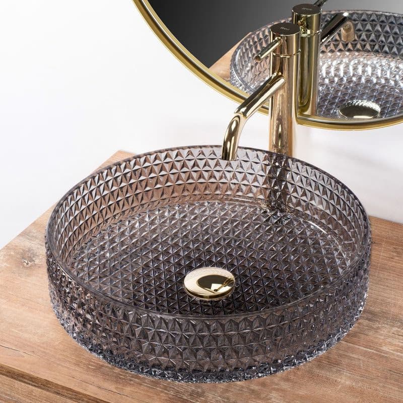 REA - Umývadlo na dosku Cristal Grey 39 nikl Ring REA-U8880 6
